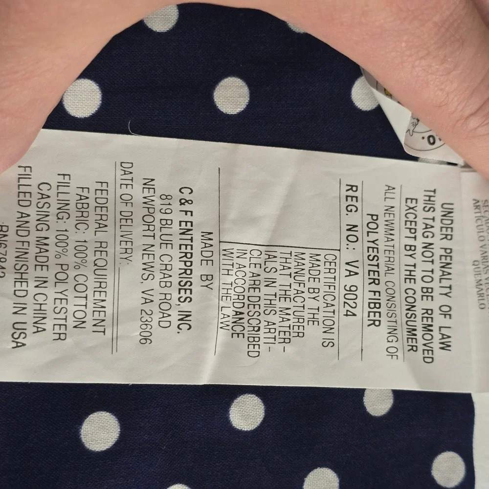 Vintage Mickey & Co Disney Quilted Polka‎ Dot Pillow Sham Navy Blue 14.5x14.5